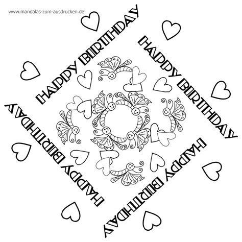 Free Mandala Vorlage Happy Birthday Zum Download Mandalas Zum