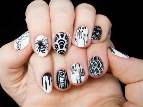 Personalized Black And White Freehand Nail Art Chalkboard Nails Nail Art Blog