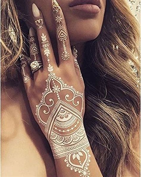 White Henna Temporary Tattoo Stickers 40 Designs Etsy White Henna