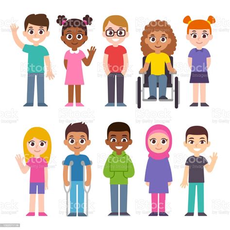 Cartoon Diverse Children Set Stock Illustration Download Image Now