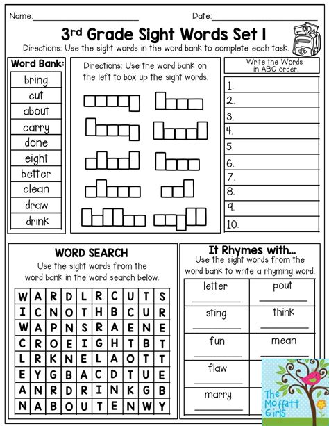 3rd Grade Sight Words Printable Printable Word Searches