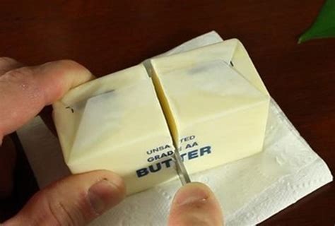 He Cuts A Stick Of Butter Perfectly In Half What He Ends Up With Might
