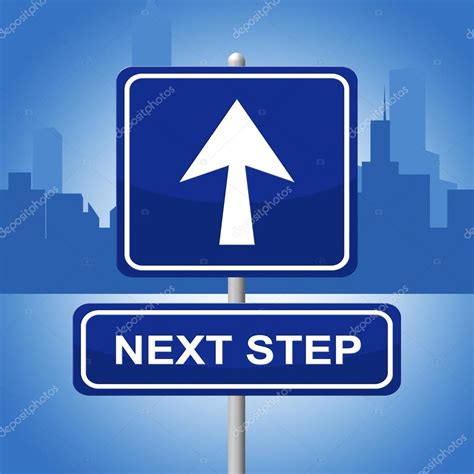 Next Step Represents Progression Advertisement And Sign — Stock Photo