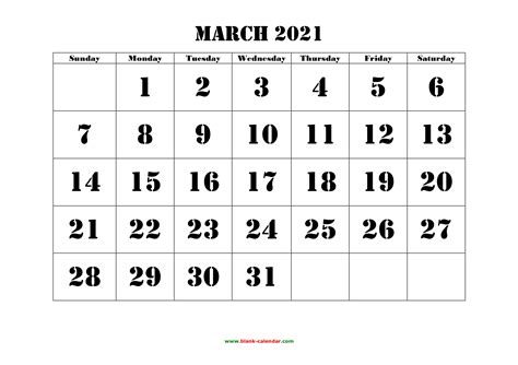 You may customize it the way you want it. March 2021 Printable Calendar | Free Download Monthly ...