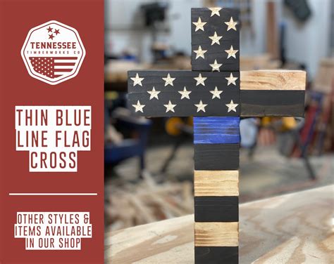 Thin Blue Line Flag Cross Wooden Cross Etsy