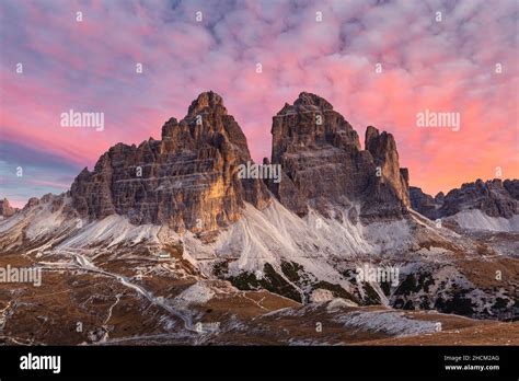 Clouds And The Southern Rock Faces Of The Three Peaks Tre Cime Di