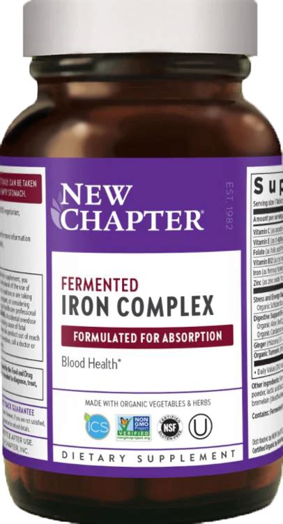 new chapter kosher fermented iron complex 60 tablets