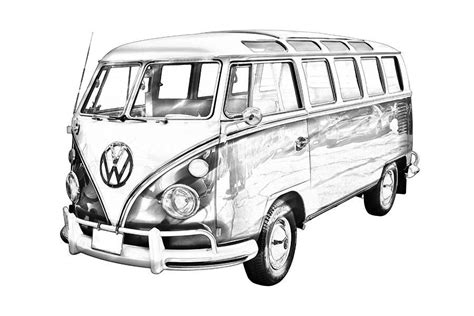 Drawing Of Volkswagen Bus Lineartdrawingsgirlinred