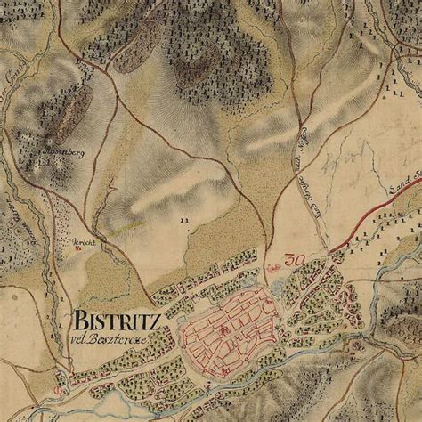 Bistriţa Pe Harta Iosefină 1769 1773 Bistriţa On The Josephine Map