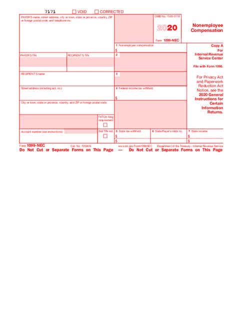 2020 Form Irs 1099 Nec Fill Online Printable Fillable Blank Pdffiller