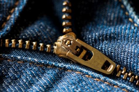 Premium Photo Close Up Blue Jeans Zipper
