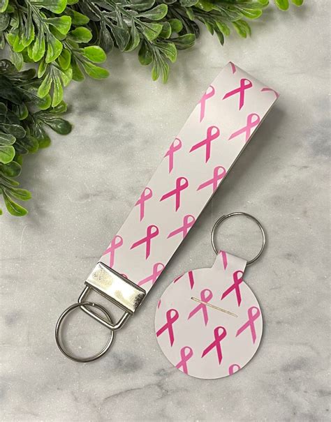Breast Cancer Awareness Keyfob Pink Ribbon Keychain Cancer Etsy