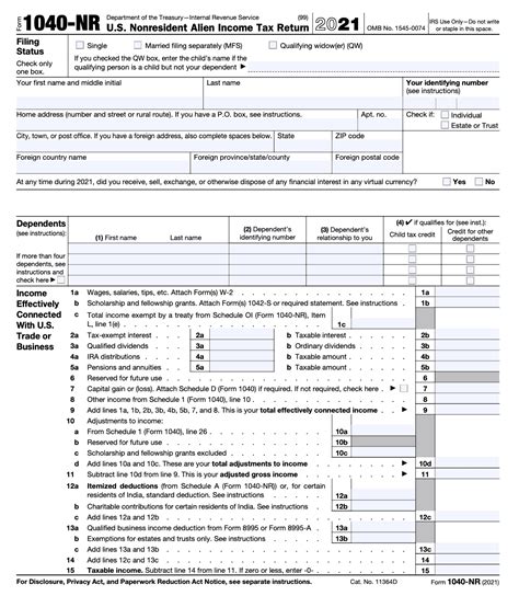 Form 1040 Nr Us Nonresident Alien Income Tax Return Definition