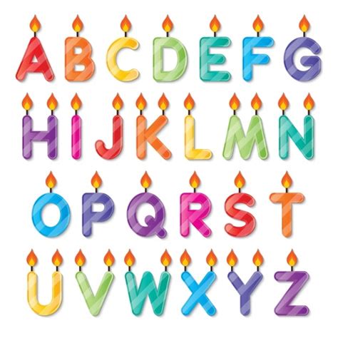 Alphabet Shaped Birthday Candles Vector Free Download
