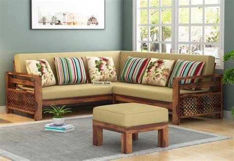 This sofa will provide extra seating space for your guests and make an attractive accent to your deck. Buy Vigo L-Shaped Wooden Sofa (Irish Cream, Teak Finish) Online in India - Wooden Street