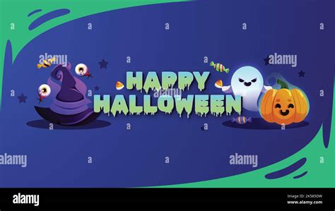 Gradient Halloween Youtube Channel Art Vector Design Illustration Stock
