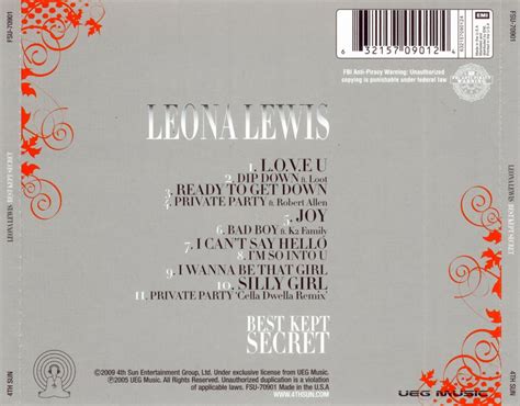 Encarte Leona Lewis Best Kept Secret Encartes Pop
