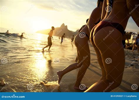 Brazilian Women In Bikinis Ipanema Beach Rio De Janeiro Sunset Stock Image Image 41293521