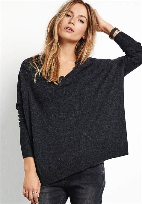 Paloma Oversized Slouchy V Neck Jumper In A Midweight Knit
