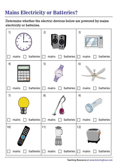 Things That Use Electricity Worksheet Worksheets For Kindergarten