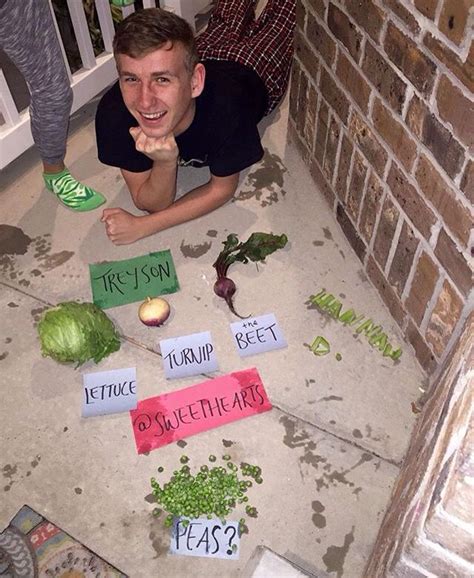 Show her your funny side. Ask to a dance with veggies | Dance proposal, School dance ideas, Homecoming proposal