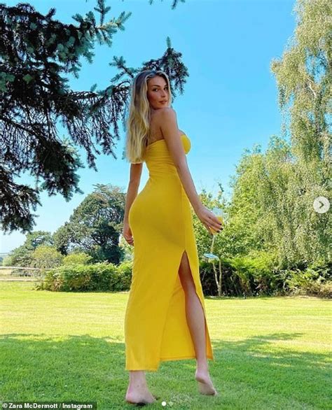 Love Island S Zara Mcdermott Displays Her Toned Legs And Ample Cleavage In Daring Yellow Dress