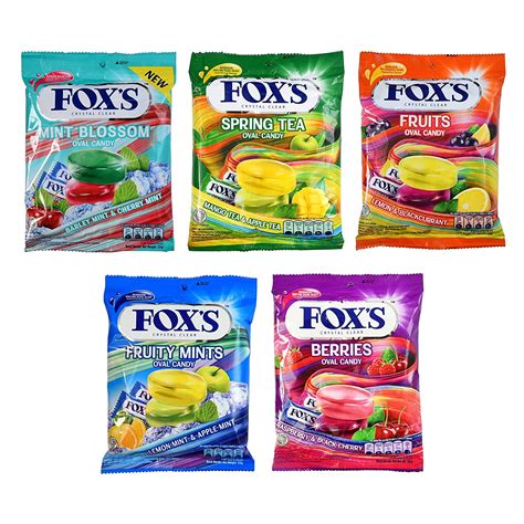 Foxs Crystal Clear Fruits Oval Candy Mix Flavoured 125g X 5 Pouch Grocery