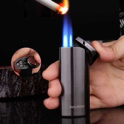 Powerful Pipe Lighter 3 Fire Torch Turbo Lighter Windproof Metal Jet Cigar Lighter 1300 C Butane