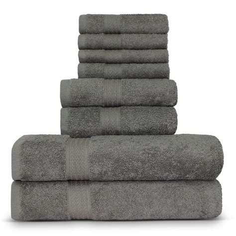 Luxury Hotel Collection 100 Cotton Eco Gray Set Of 8 2 Bath Towels