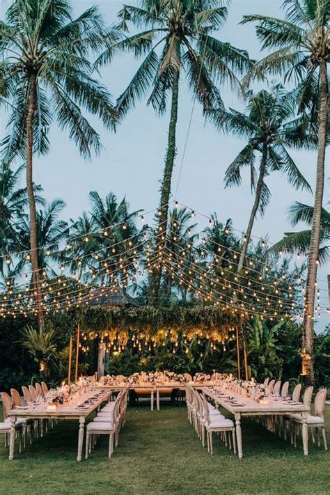 Tropical Wedding Reception With Light Decorations Summer Weddings
