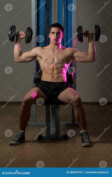Exercise For Shoulders Dumbbell Presses Stock Image Image Of