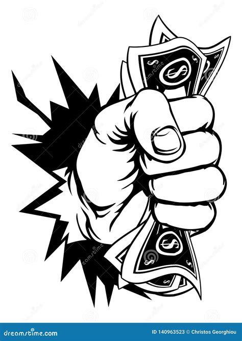 Fist Holding Cash Money Breaking Background Stock Vector Illustration Of Payment Impact