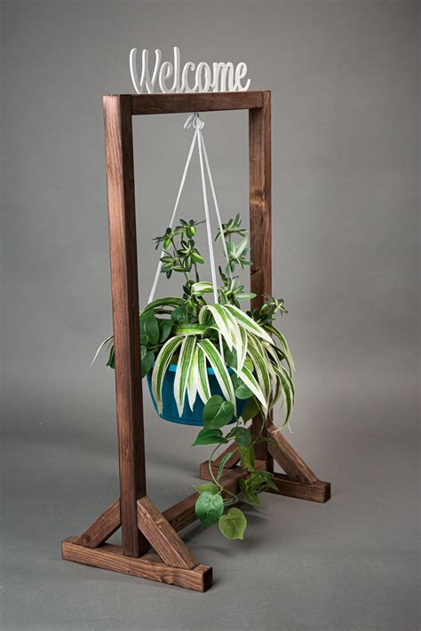 Hanging Plant Stand In 2021 Rustic Plant Stand Wood Plant Stand