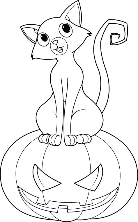 Printable Coloring Halloween Cats Coloring Pages