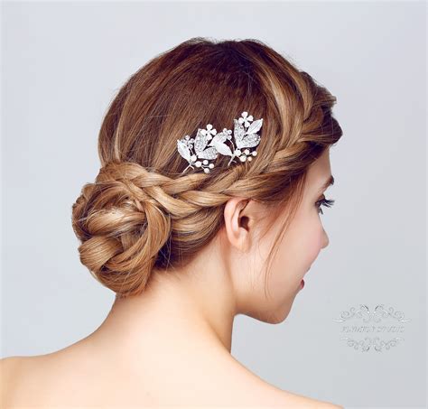 Handmade Silver Wedding Hair Accessories Bridal Hair Pins Bridesmaid