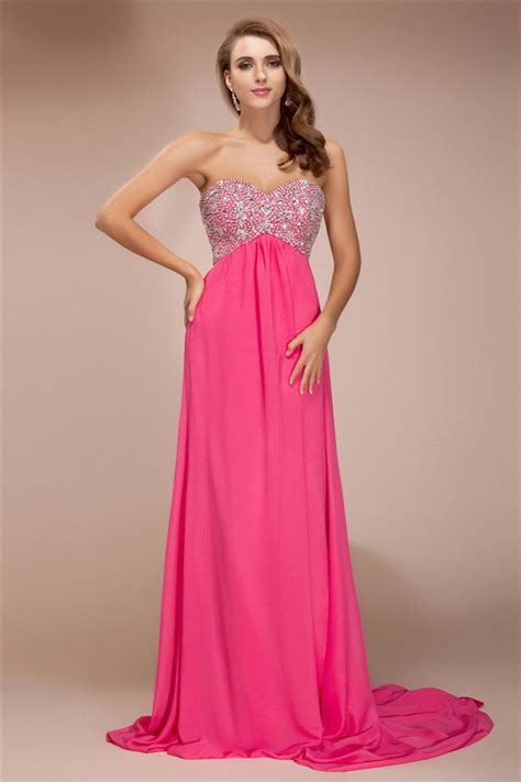 Sheath Sweetheart Chiffon Pink Long Prom Dresses 2021