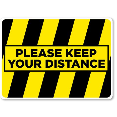 Please Keep Your Distance 165 X 12 Blkylw Floor Sign