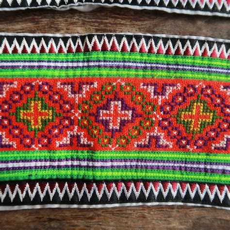 hmong-completed-hand-cross-stitch-border-for-diyethnic-etsy