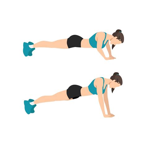 Woman doing diamond pyramid push ups exercise flat vector illustration