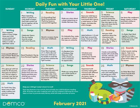 Early Literacy Activities — February 2021 Activities Books And More