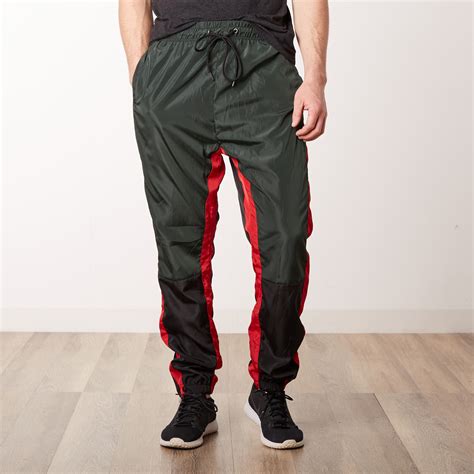 Nylon Color Blocked Track Pants Green S Seize And Desist Touch
