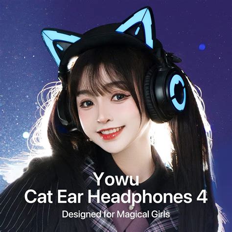 buy yowu rgb cat ear headphone 4 upgraded wireless and wired gaming headset with attachable hd