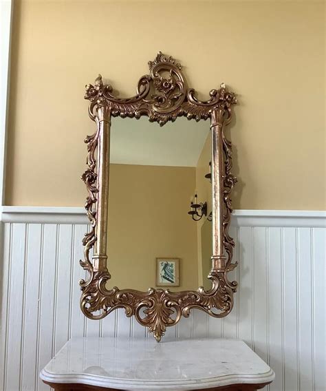 Vintage Large Syroco Mirror Ornate Rose Gold Mirror Rococo Etsy
