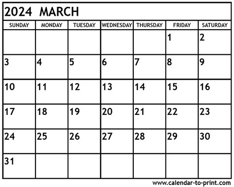 March 2024 Monthly Calendar Printable Calendar Reminder 2024 Cool