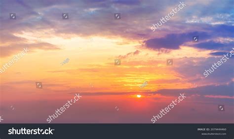 Dramaticl Sunrise Sundown Sky Background Gentle Stock Photo 2079444460