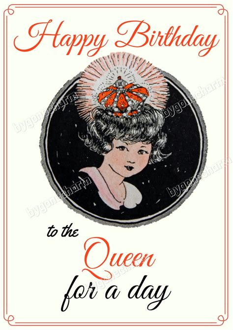 Vintage Queen For A Day Happy Birthday Printable Card Clip Art Digital