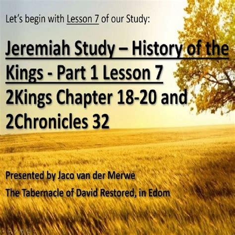 Jeremiah Study History On The Kings Part 1 Lesson 7 The