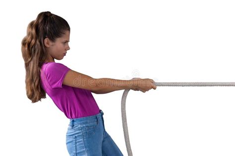 Girl Pulling The Rope Stock Image Image Of Effort Competitive 96375005