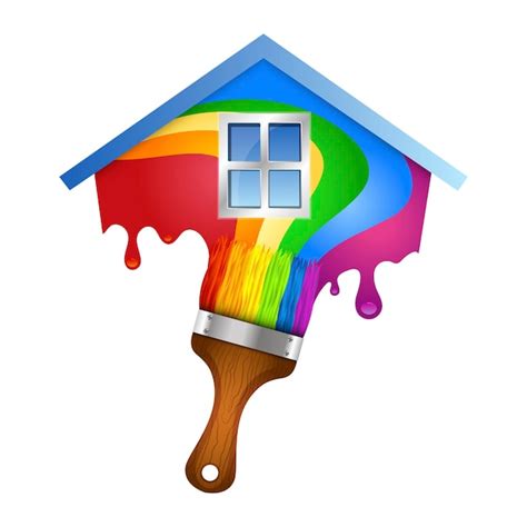 Premium Vector House And Paint Brush With Paint Design For House