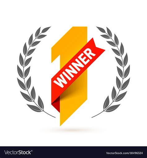 First Winner Number One With Red Ribbon And Vector Image